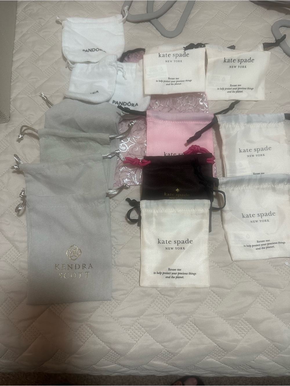 Kate Spade & Kendra Scott Jewelry Pouches - White, Pink, Gray, Black